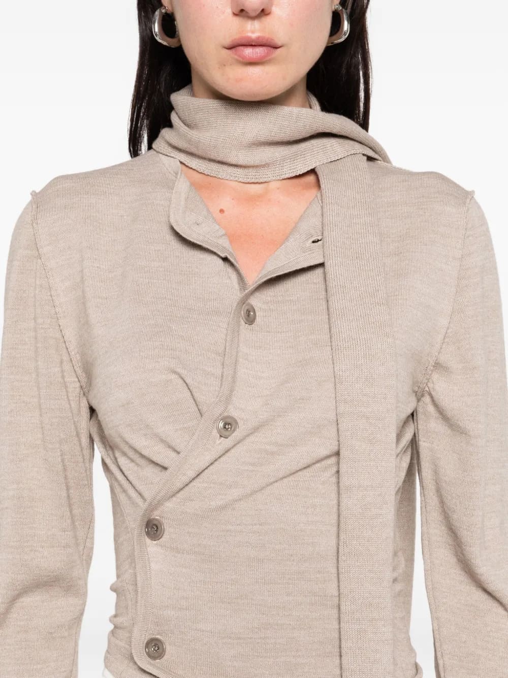 TWISTED CARDIGAN WITH SCARF