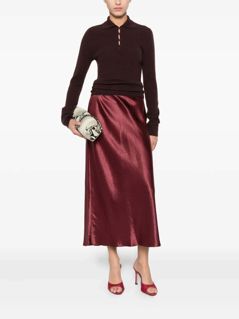 Gonna sottoveste in raso con spacchi laterali