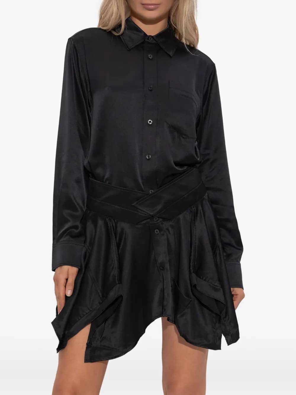 CUT OFF DOUBLE SHIRT DRESS