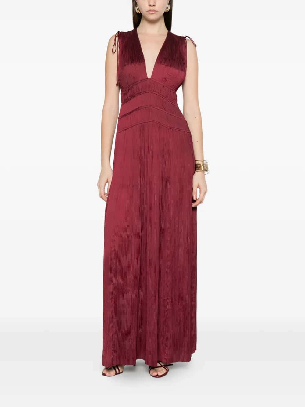 ABITO TASNEEM DEEP V GOWN - CLARET