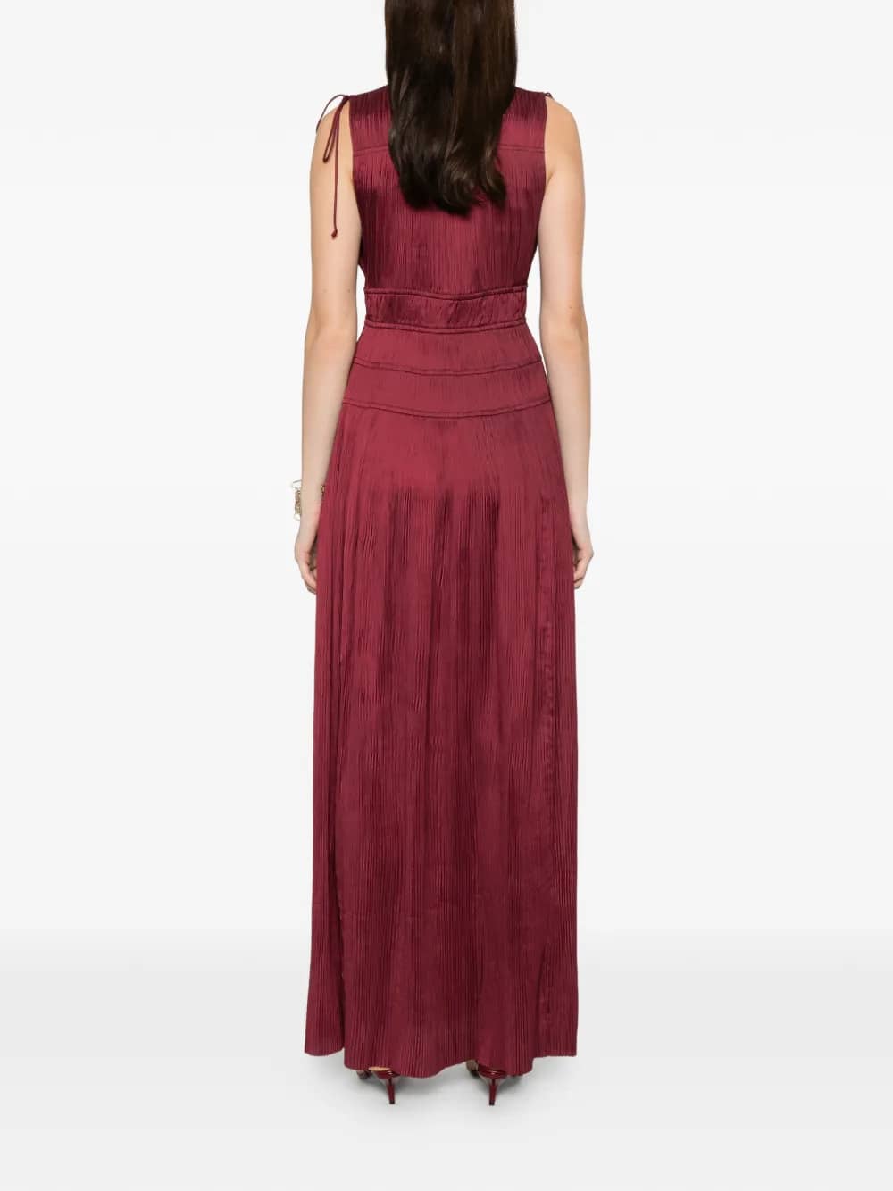 ABITO TASNEEM DEEP V GOWN - CLARET