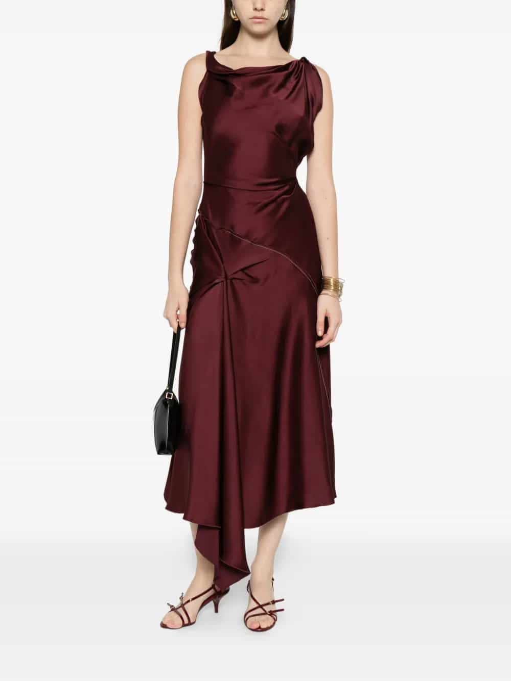 Abito midi Posy in rosso cinabro