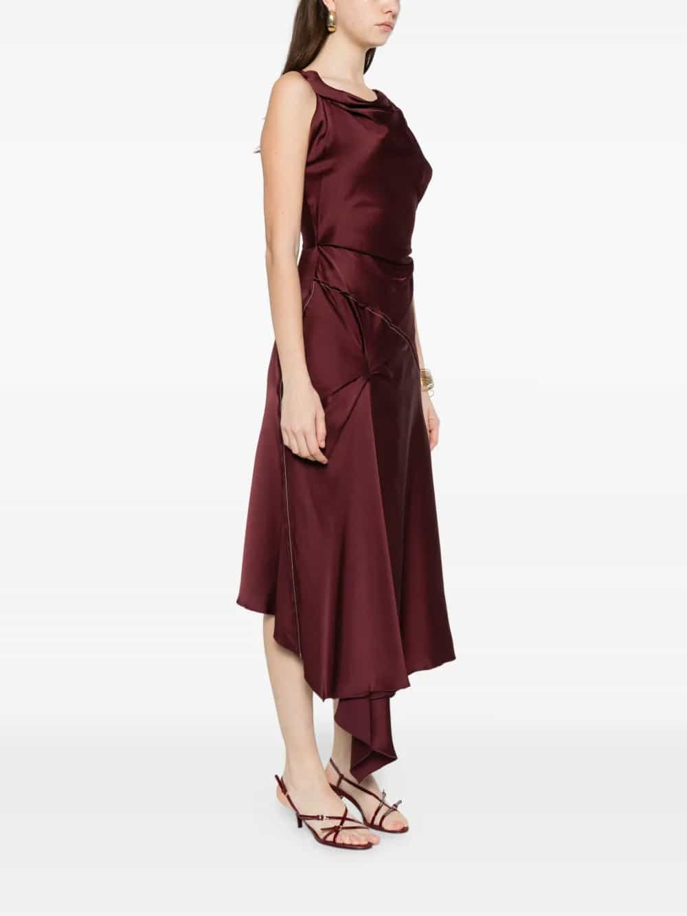 Abito midi Posy in rosso cinabro