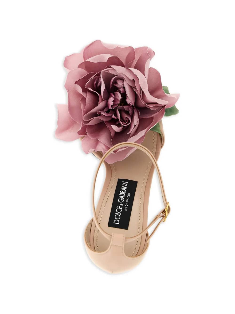 Sandalo keira in pelle con applicazione floreale