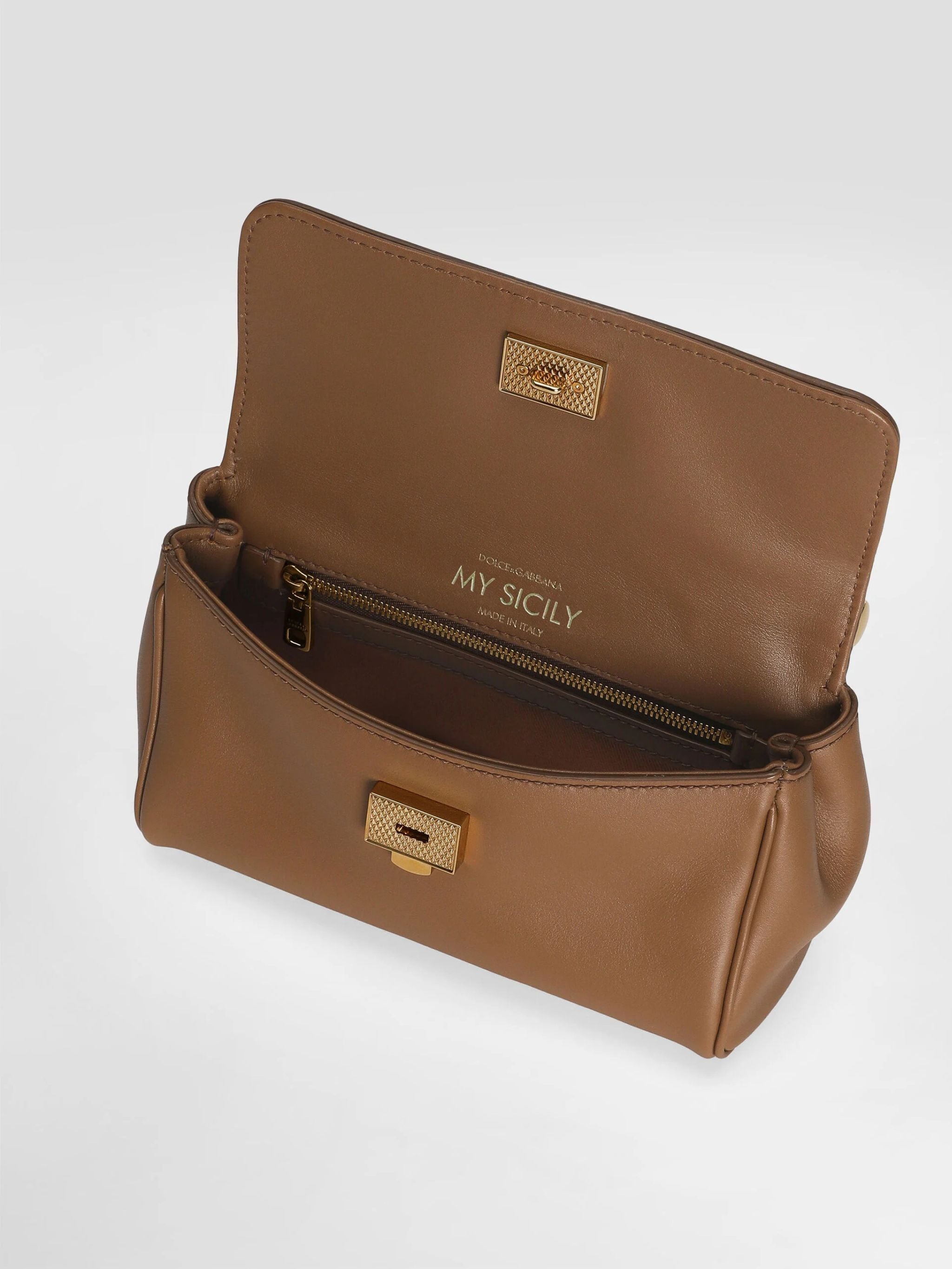 Borsa a mano My Sicily mini in pelle di vitello plongé