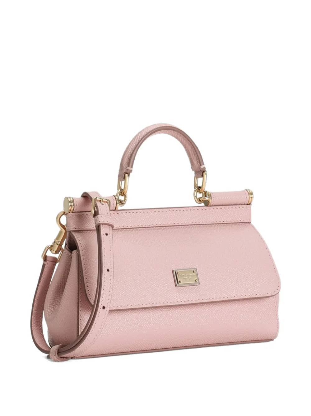 Borsa a mano Sicily mini in pelle Dauphine - rosa