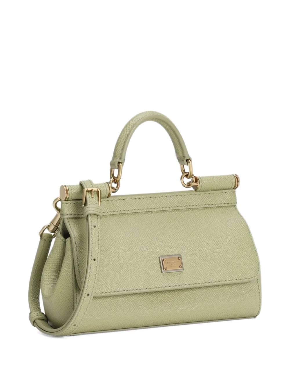 Borsa a mano Sicily mini in pelle di vitello dauphine Salvia
