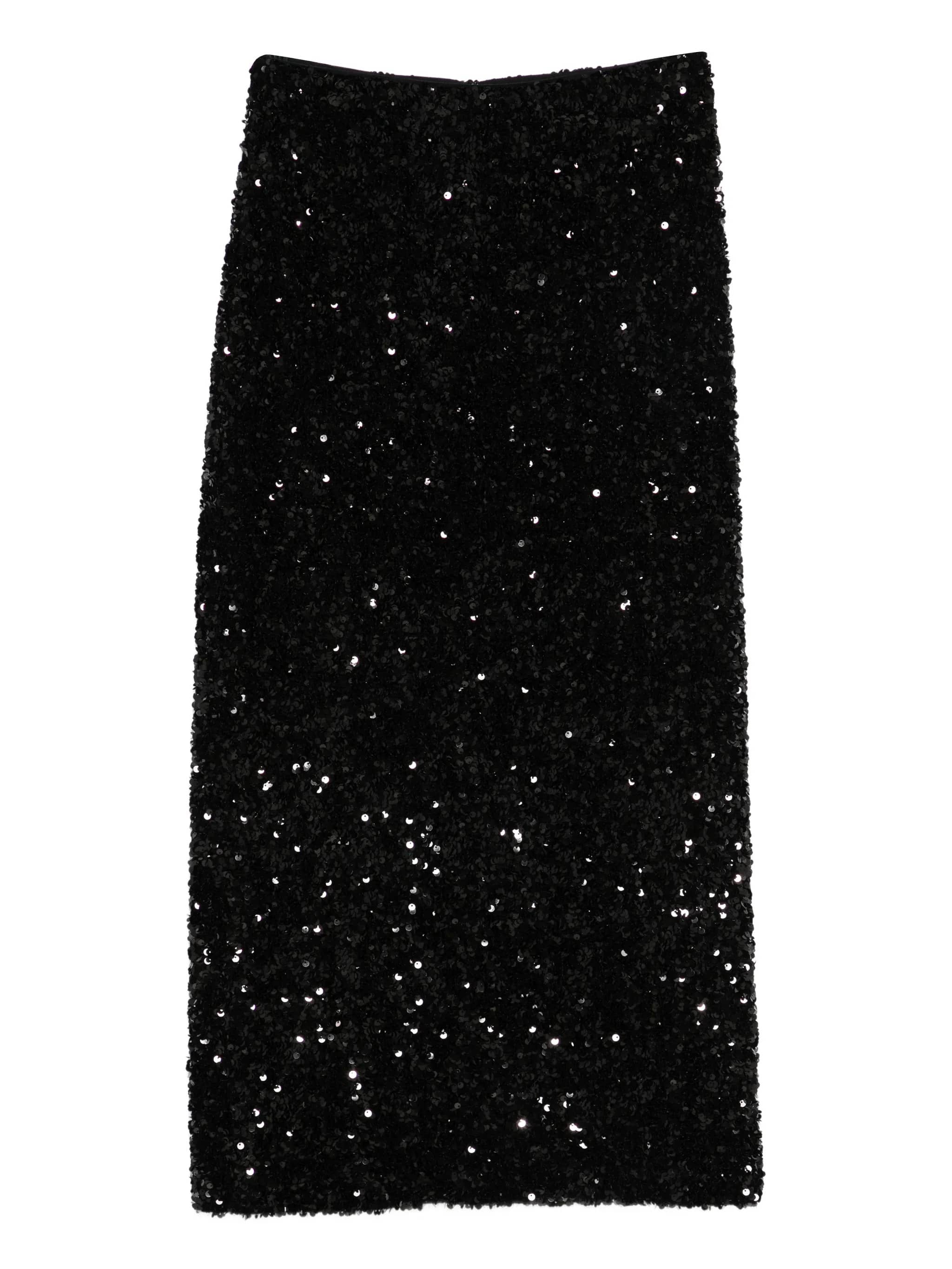 Gonna a colonna in velluto con paillettes