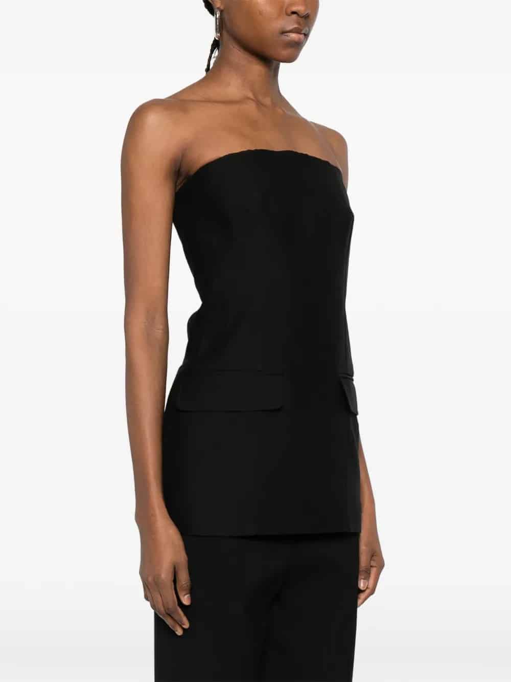 STRAPLESS CREPE POCKET TOP