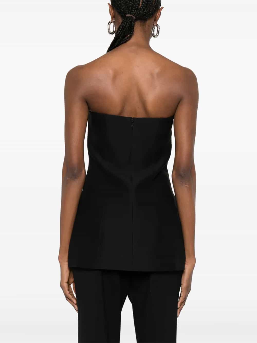 STRAPLESS CREPE POCKET TOP