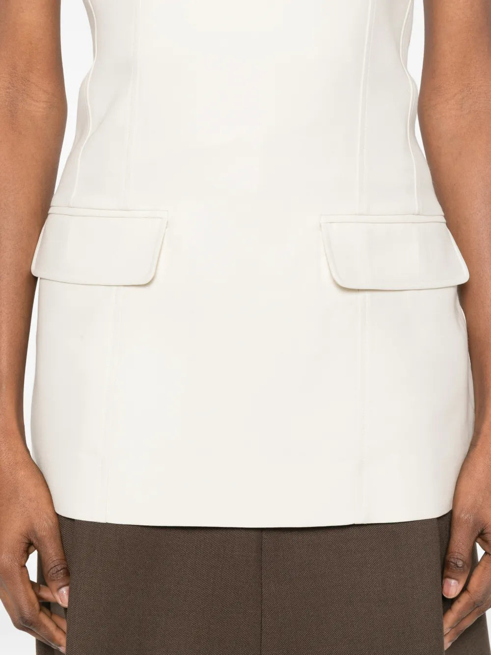 STRAPLESS CREPE POCKET TOP