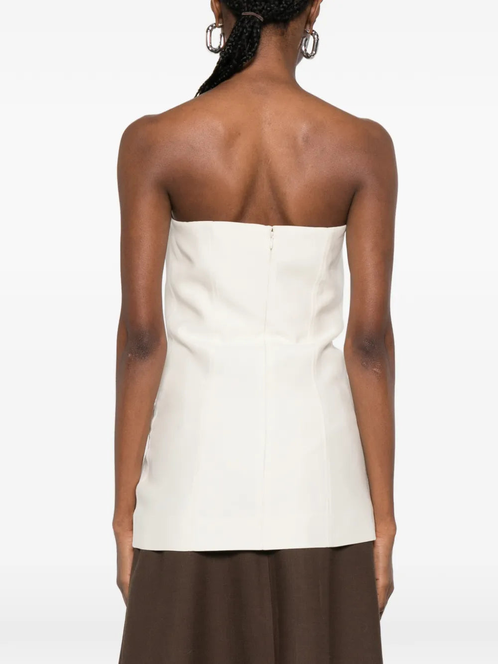 STRAPLESS CREPE POCKET TOP