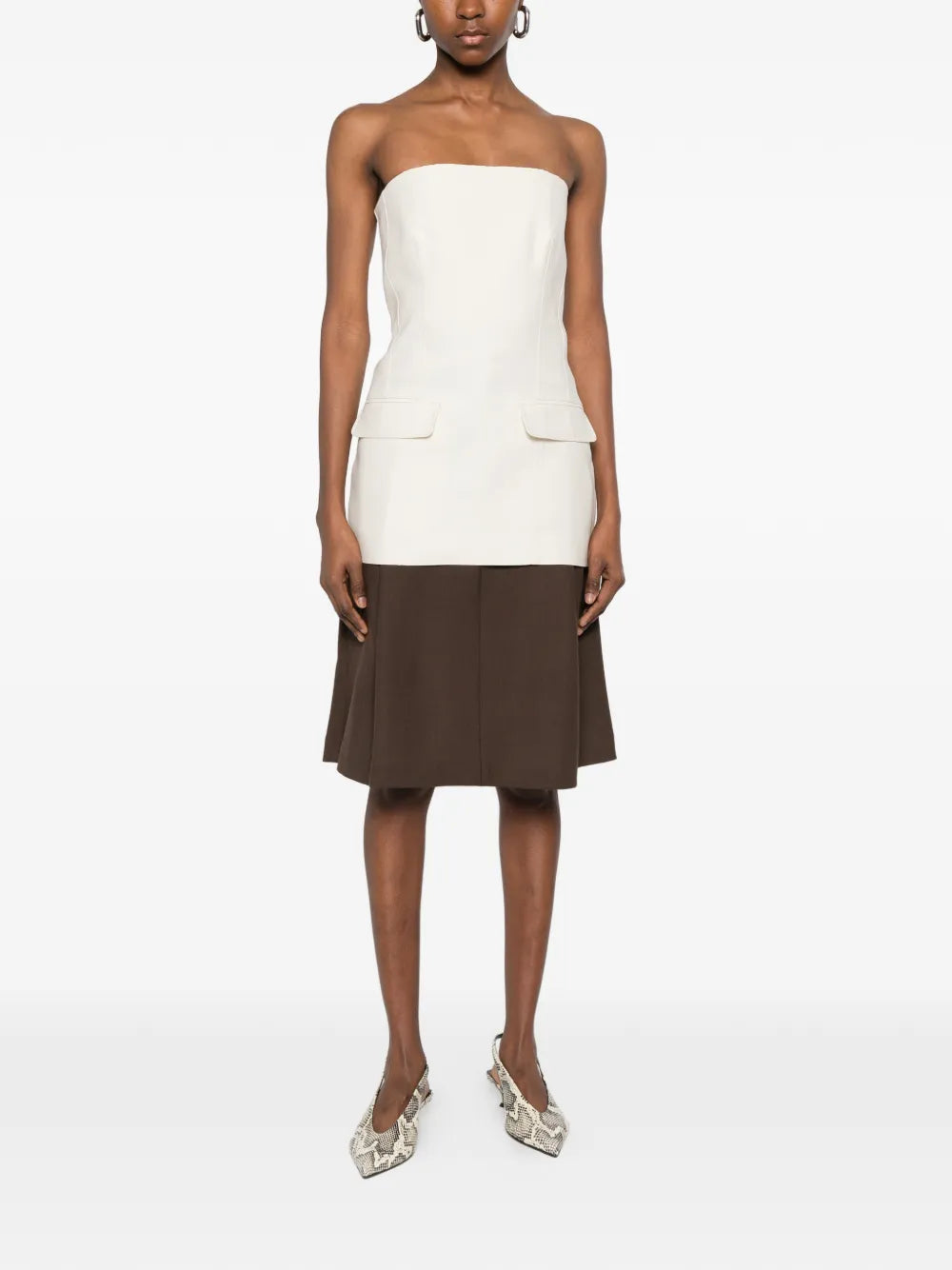 STRAPLESS CREPE POCKET TOP