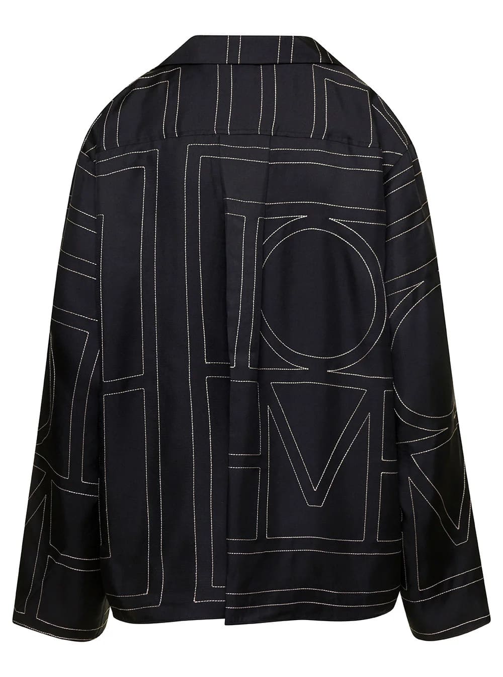 Top Pigiama in Twill di Seta con Monogramma - Nero