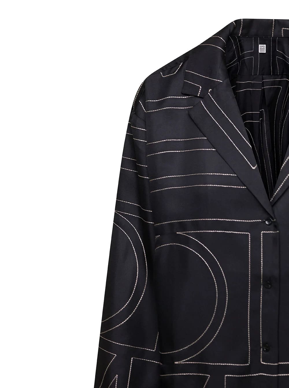 Top Pigiama in Twill di Seta con Monogramma - Nero