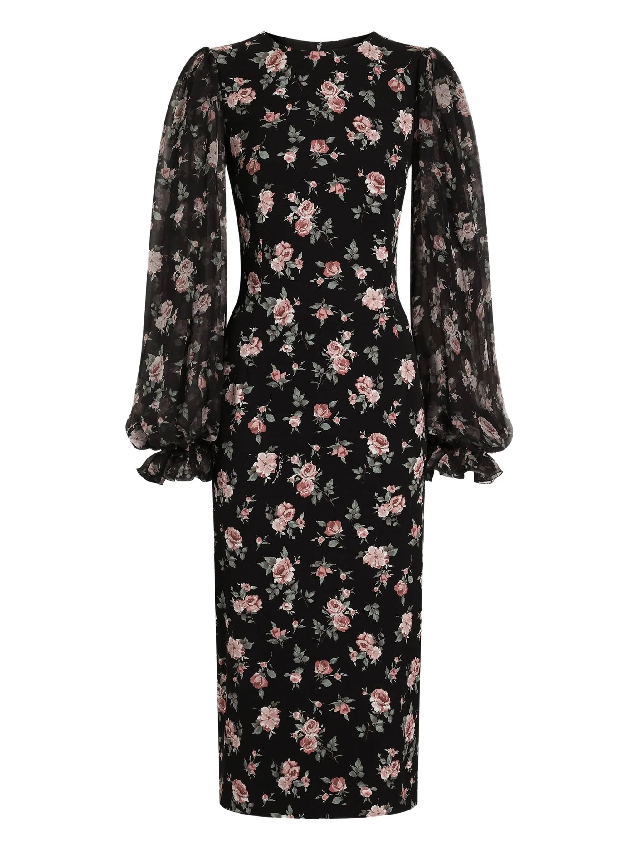 Abito in charmeuse stampa rose vintage