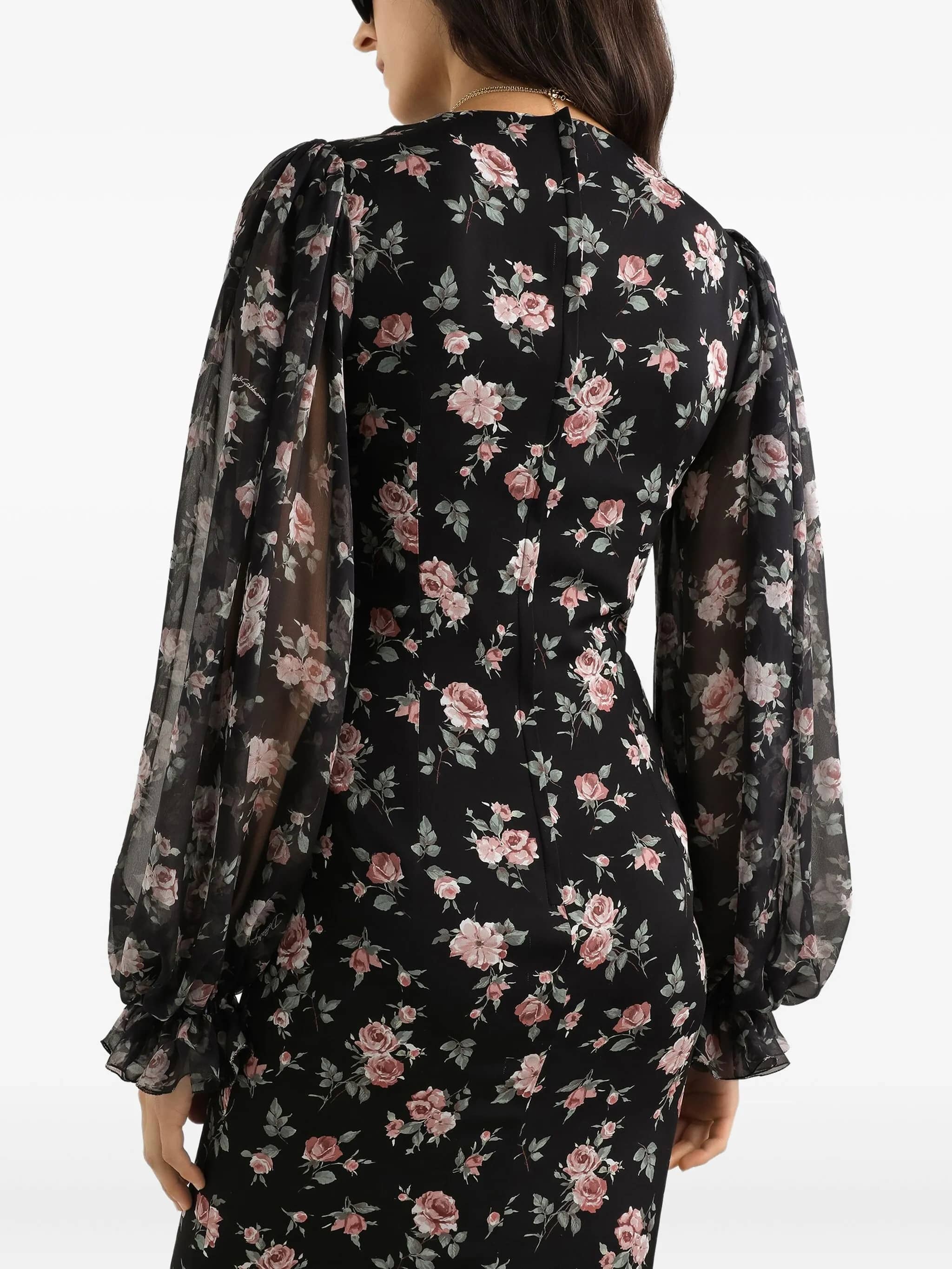 Abito in charmeuse stampa rose vintage