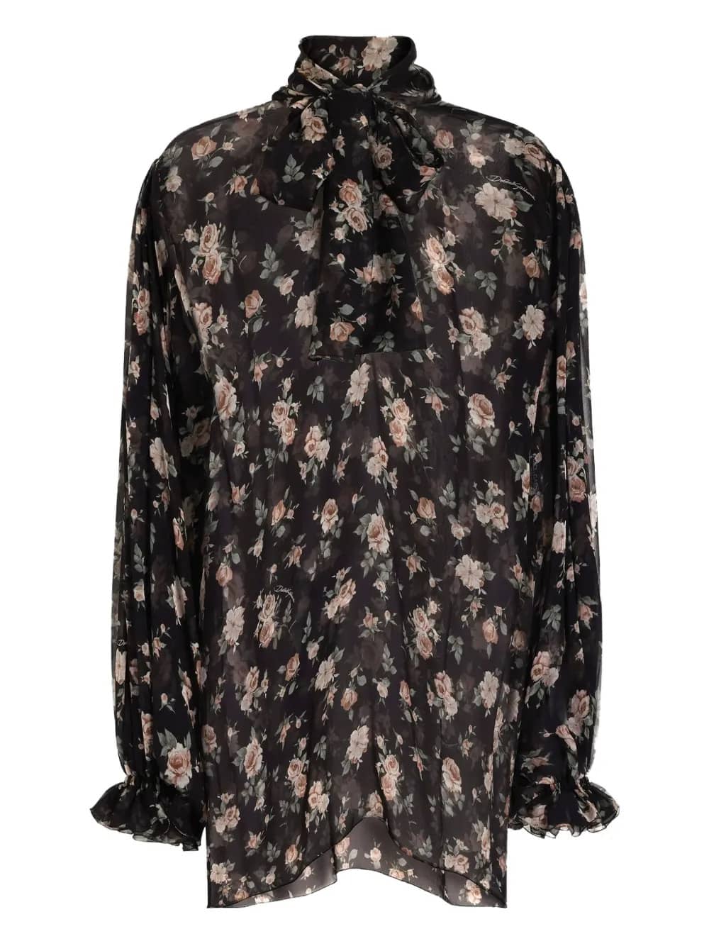 Top in chiffon stampa rose vintage