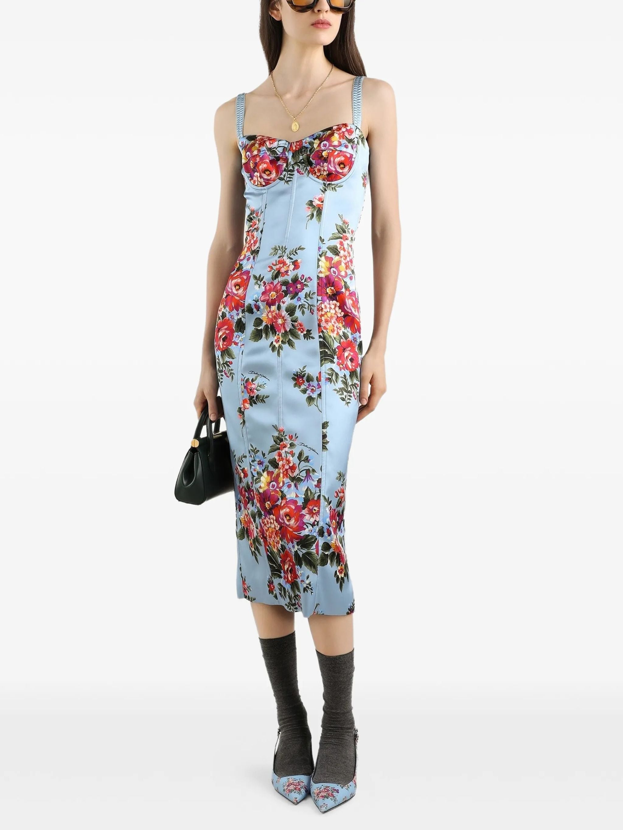 Abito midi con stampa floreale