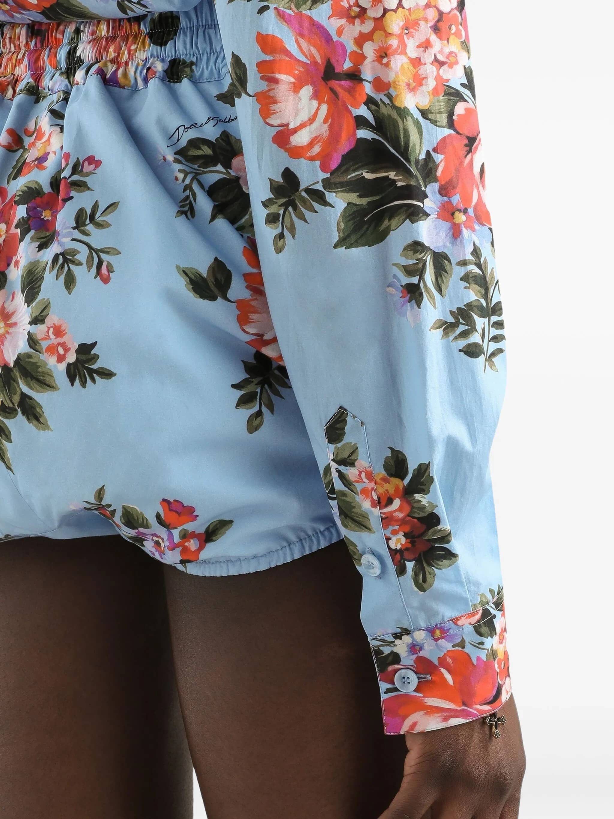 Camicia in cotone stampa mazzo di fiori