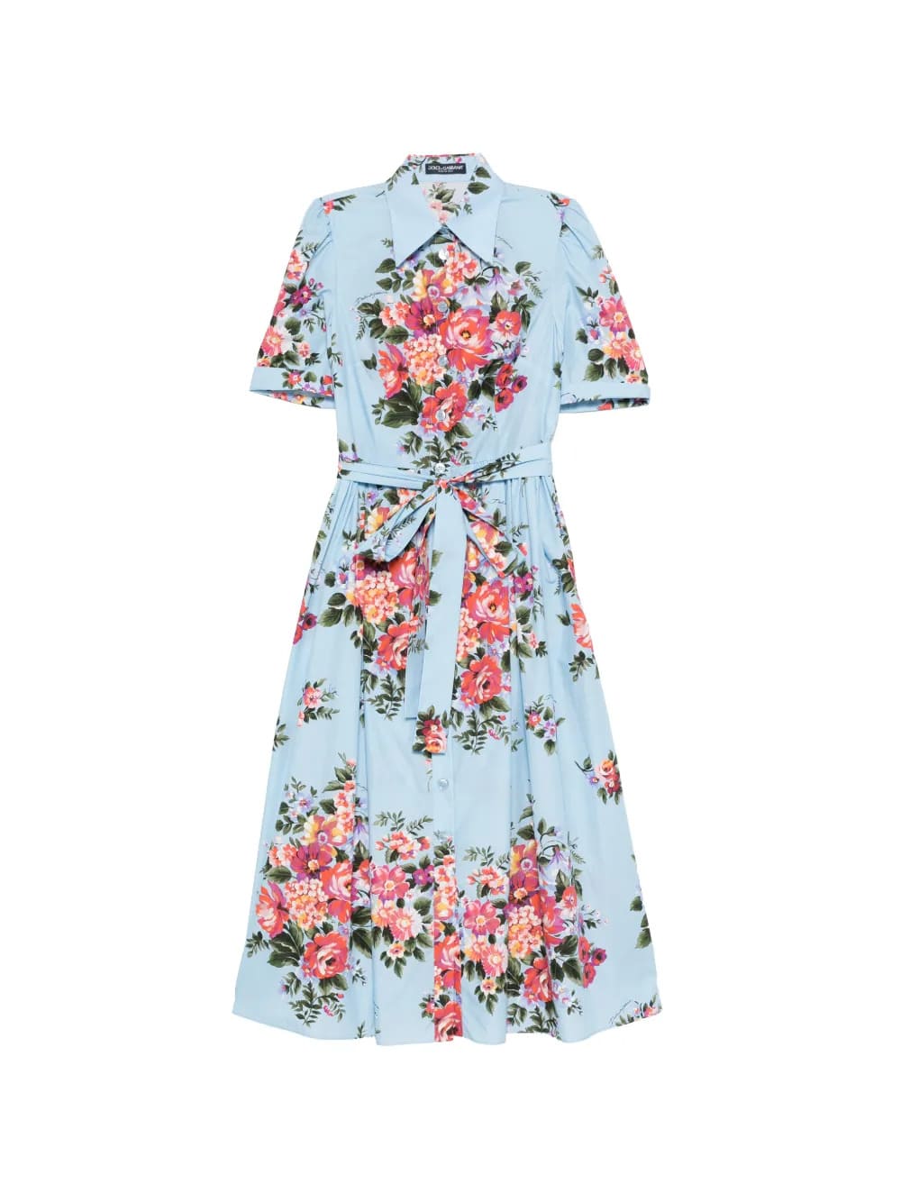 Abito midi con cintura e stampa floreale