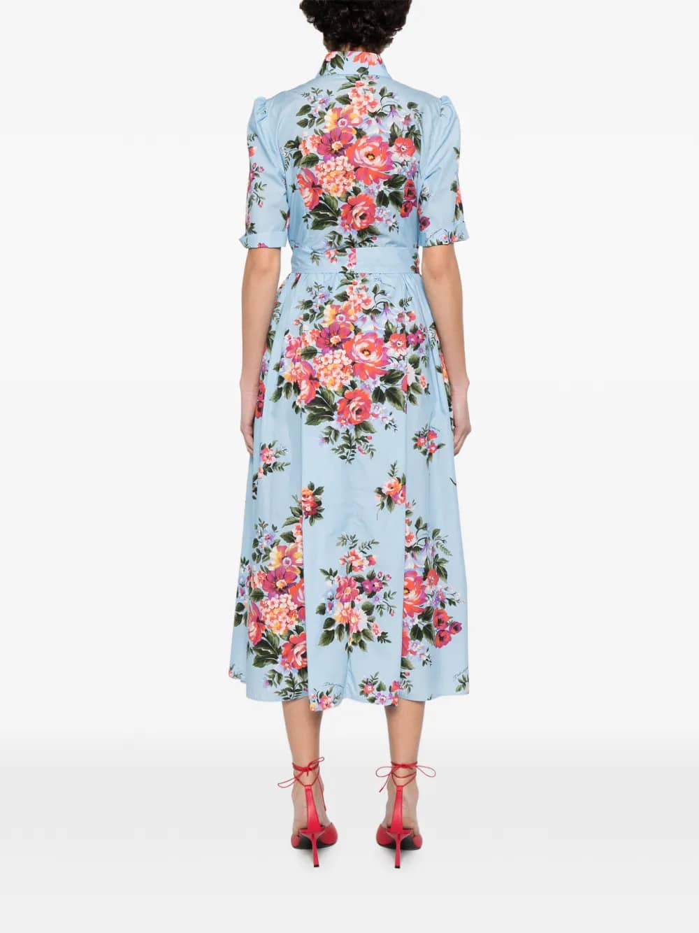 Abito midi con cintura e stampa floreale