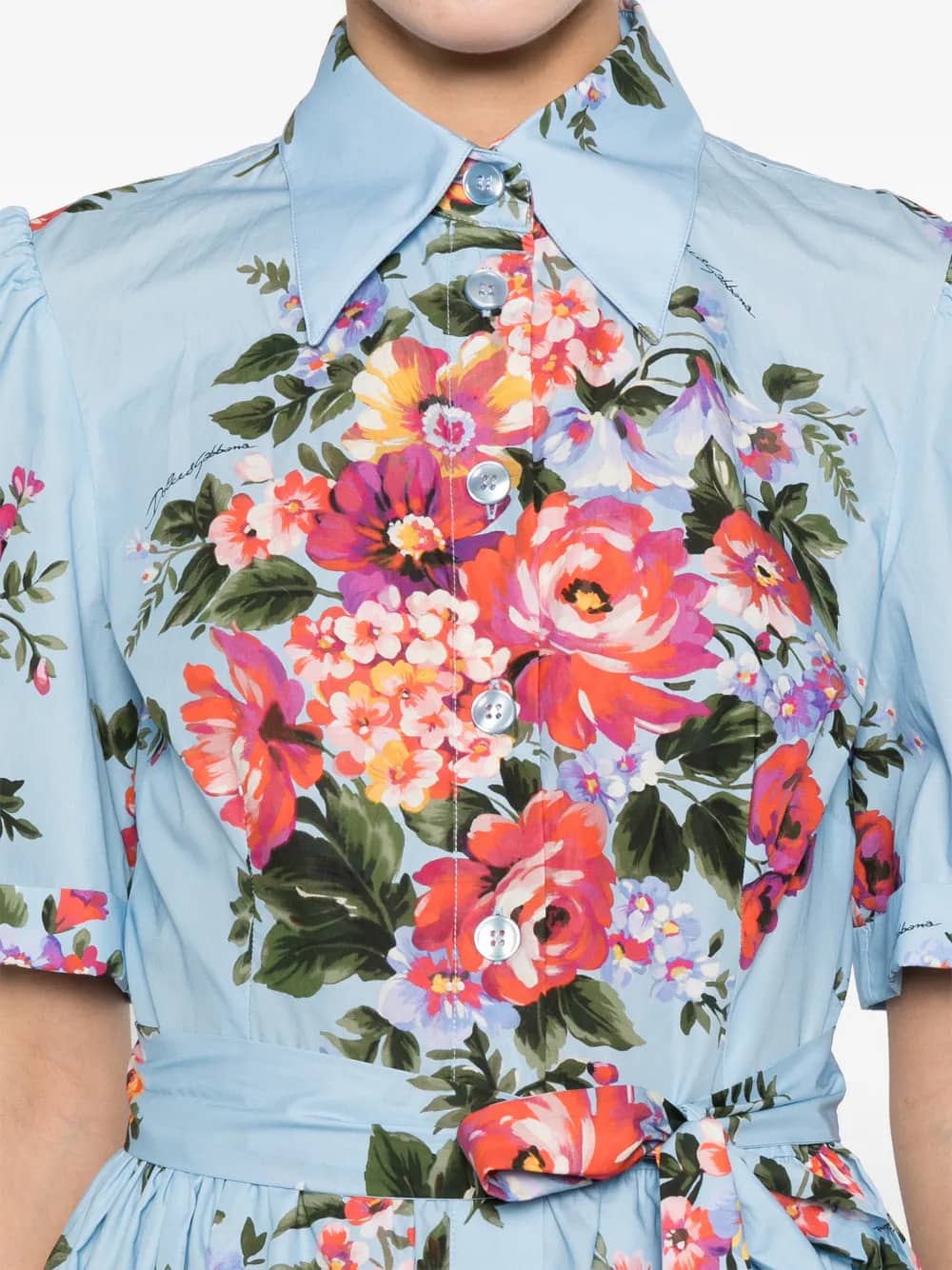 Abito midi con cintura e stampa floreale
