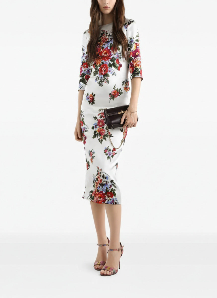Abito midi con stampa floreale