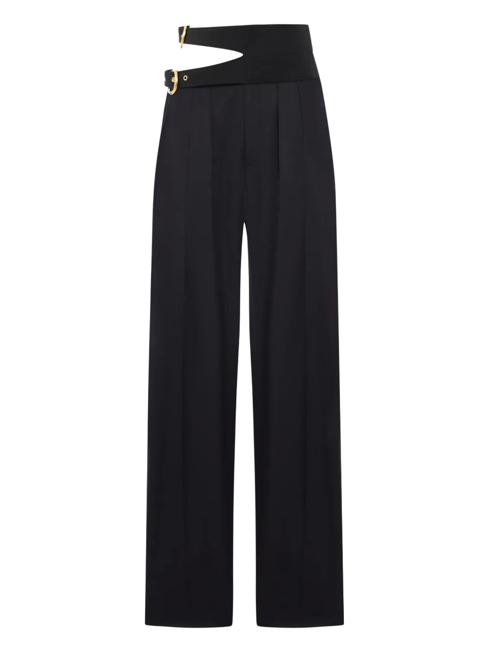 PANTALONI SARTORIALI A VITA ALTA IN LANA GRAIN DE POUDRE