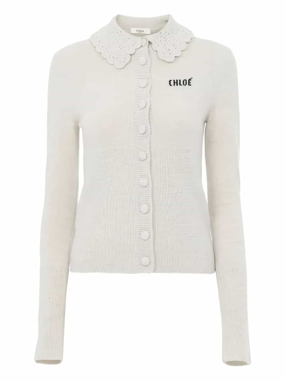CARDIGAN ADERENTE CON LOGO IN LANA