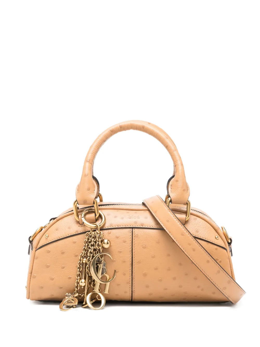 Borsa bowling Chloé piccola in pelle effetto struzzo