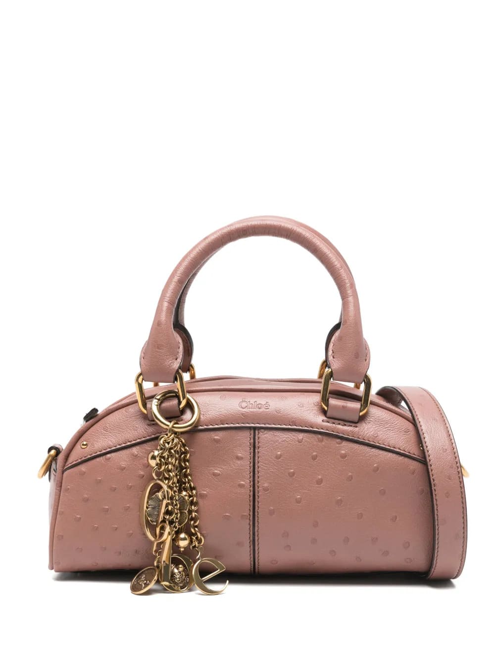 Borsa bowling Chloé piccola in pelle effetto struzzo