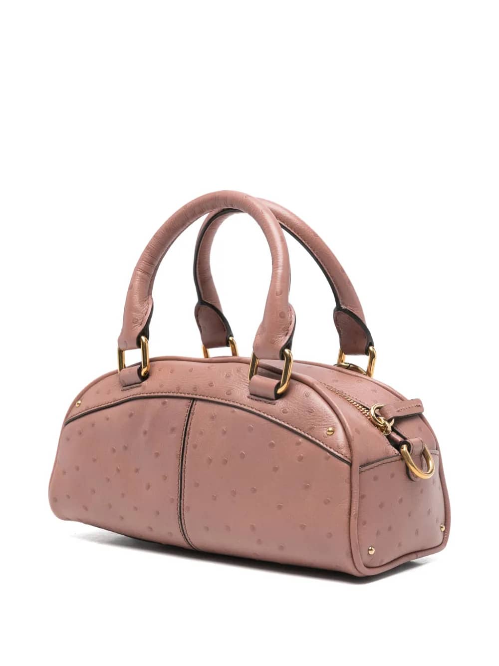 Borsa bowling Chloé piccola in pelle effetto struzzo