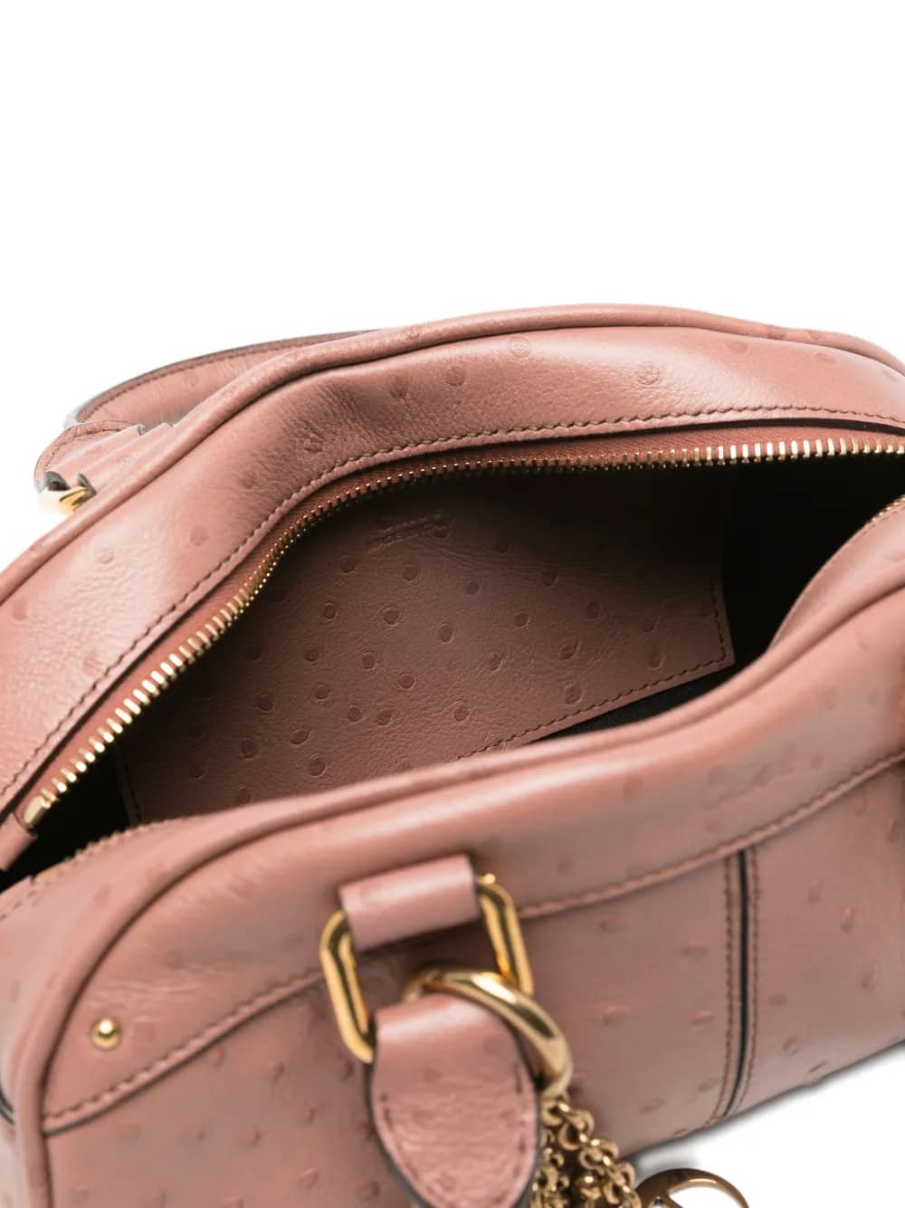 Borsa bowling Chloé piccola in pelle effetto struzzo