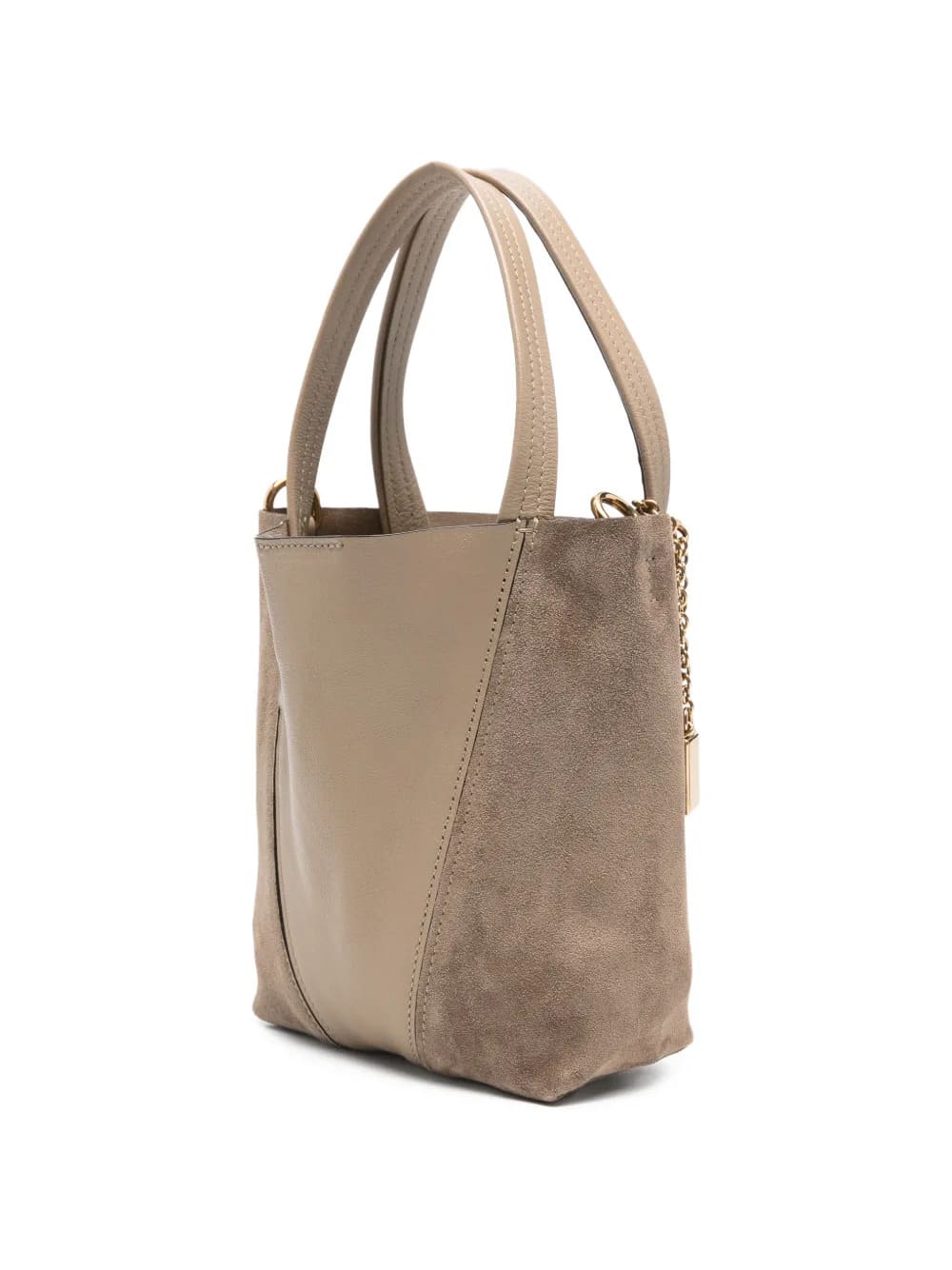 TOTE BAG CHLOÉ SPIN PICCOLA IN PELLE GRANATA E SCAMOSCIATA