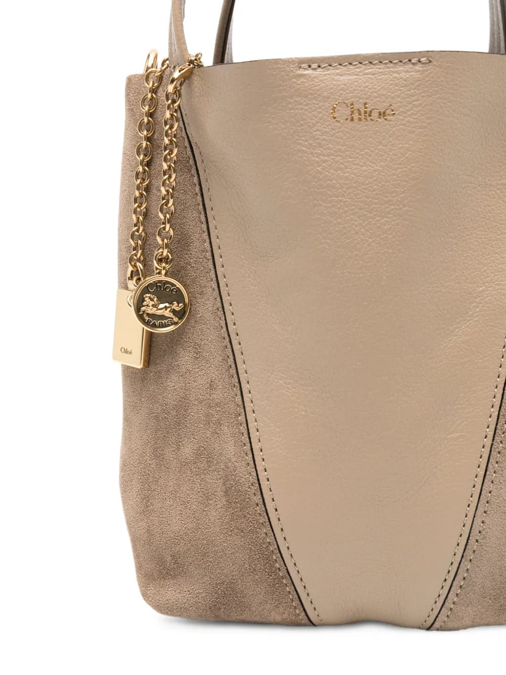 TOTE BAG CHLOÉ SPIN PICCOLA IN PELLE GRANATA E SCAMOSCIATA