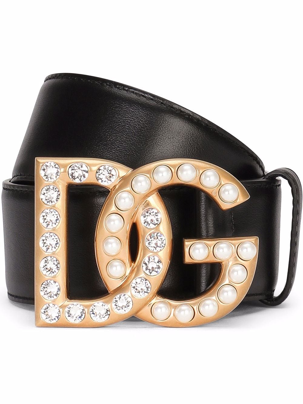 Cintura con logo DG strass e perle