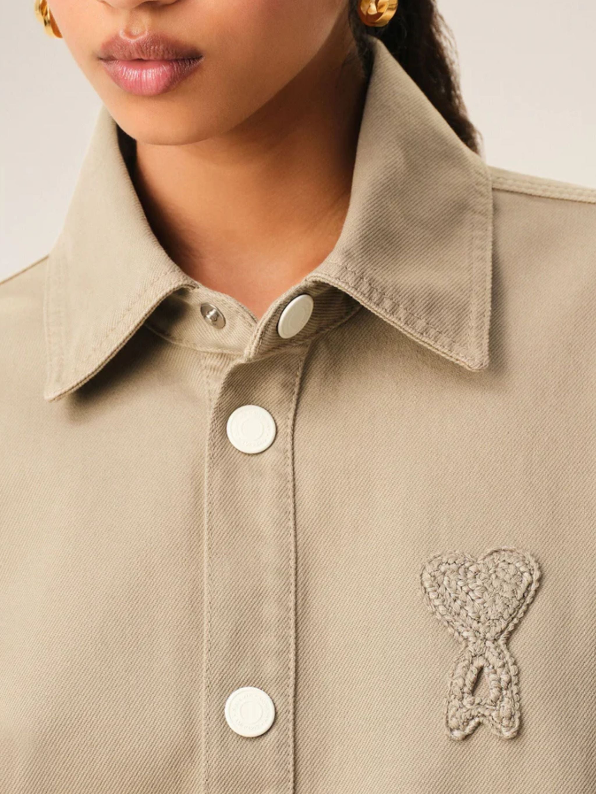 Giacca-camicia Ami De Coeur in cotone beige