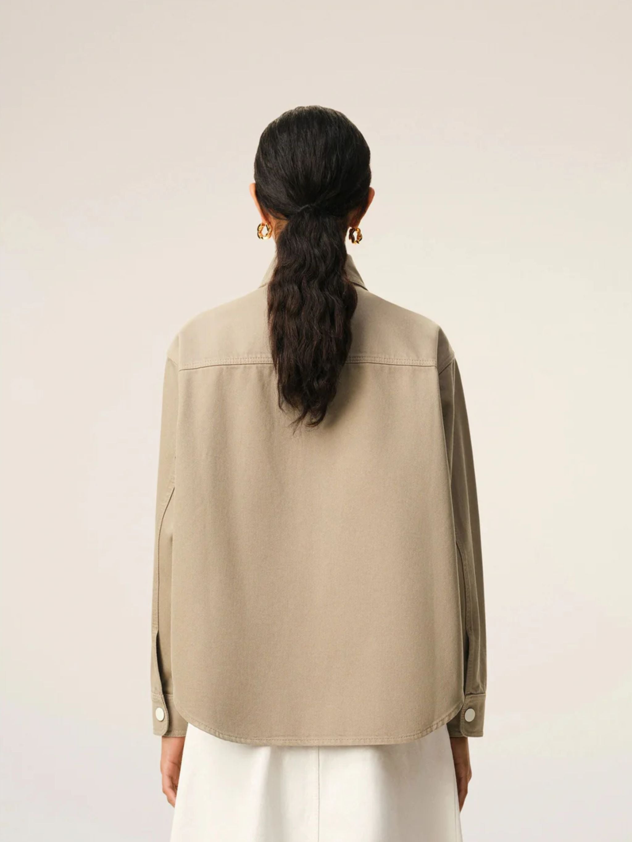 Giacca-camicia Ami De Coeur in cotone beige