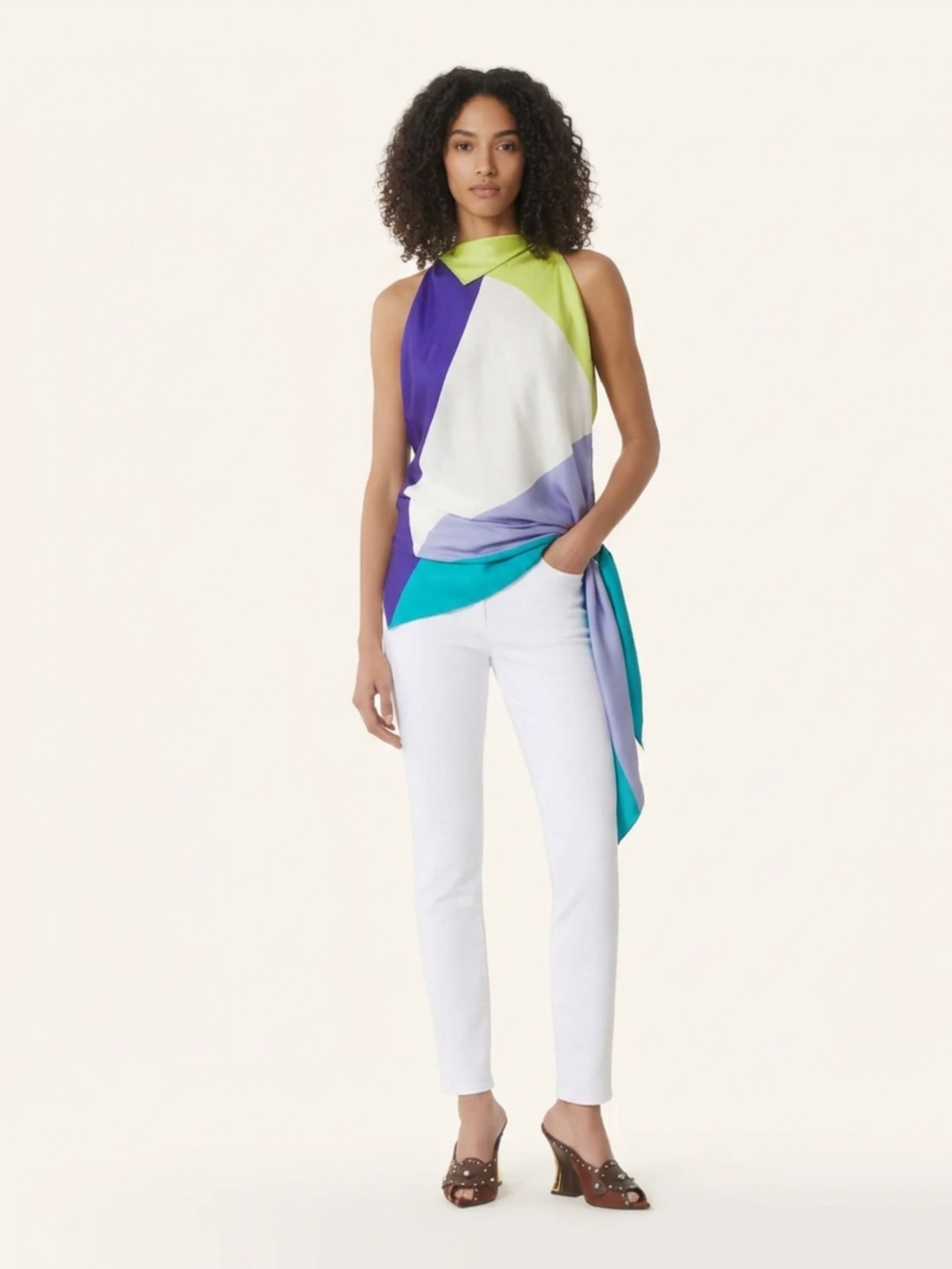 TOP MULTICOLOR IN SETA