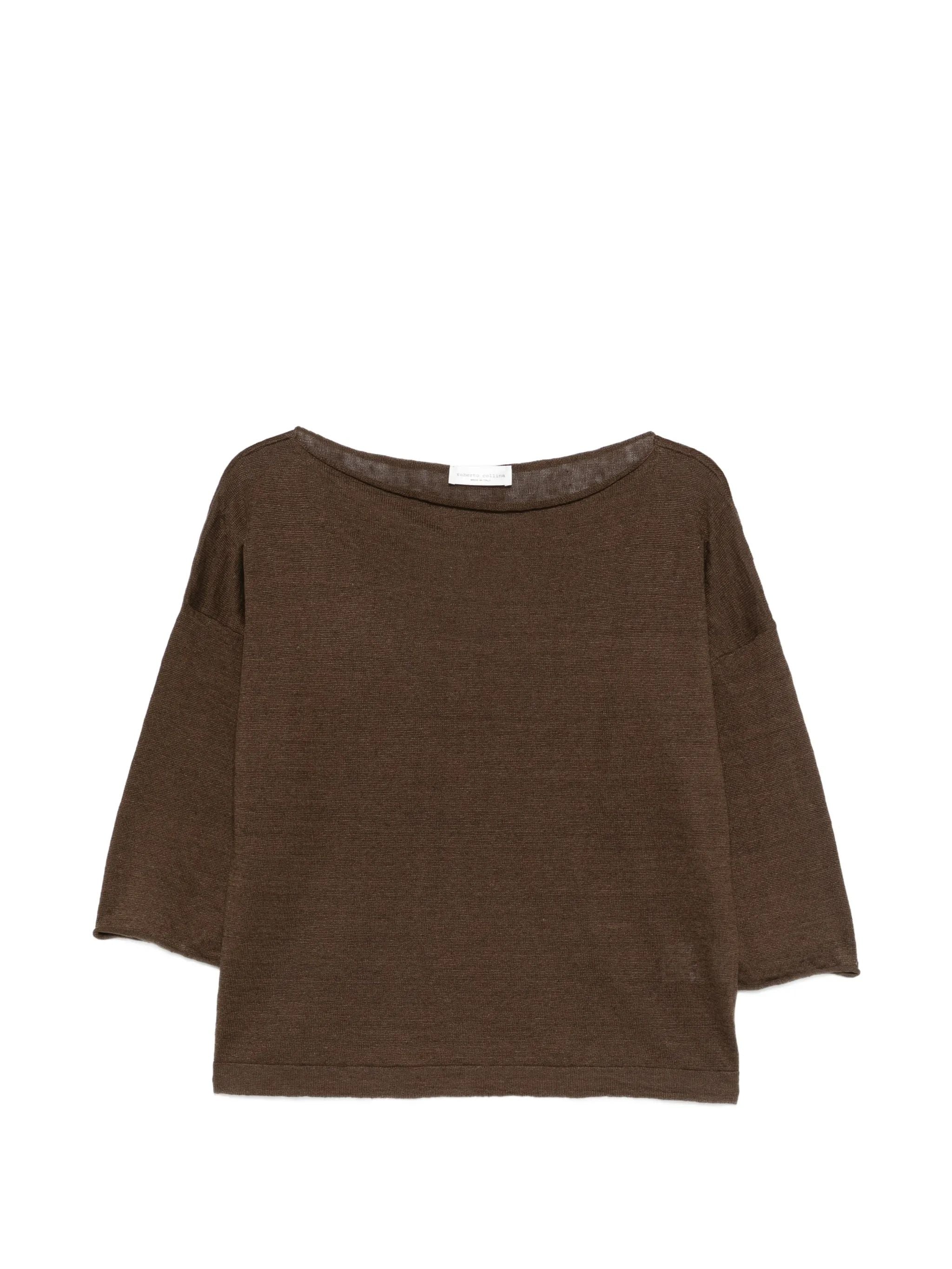 Maglione con scollo a barca color moro