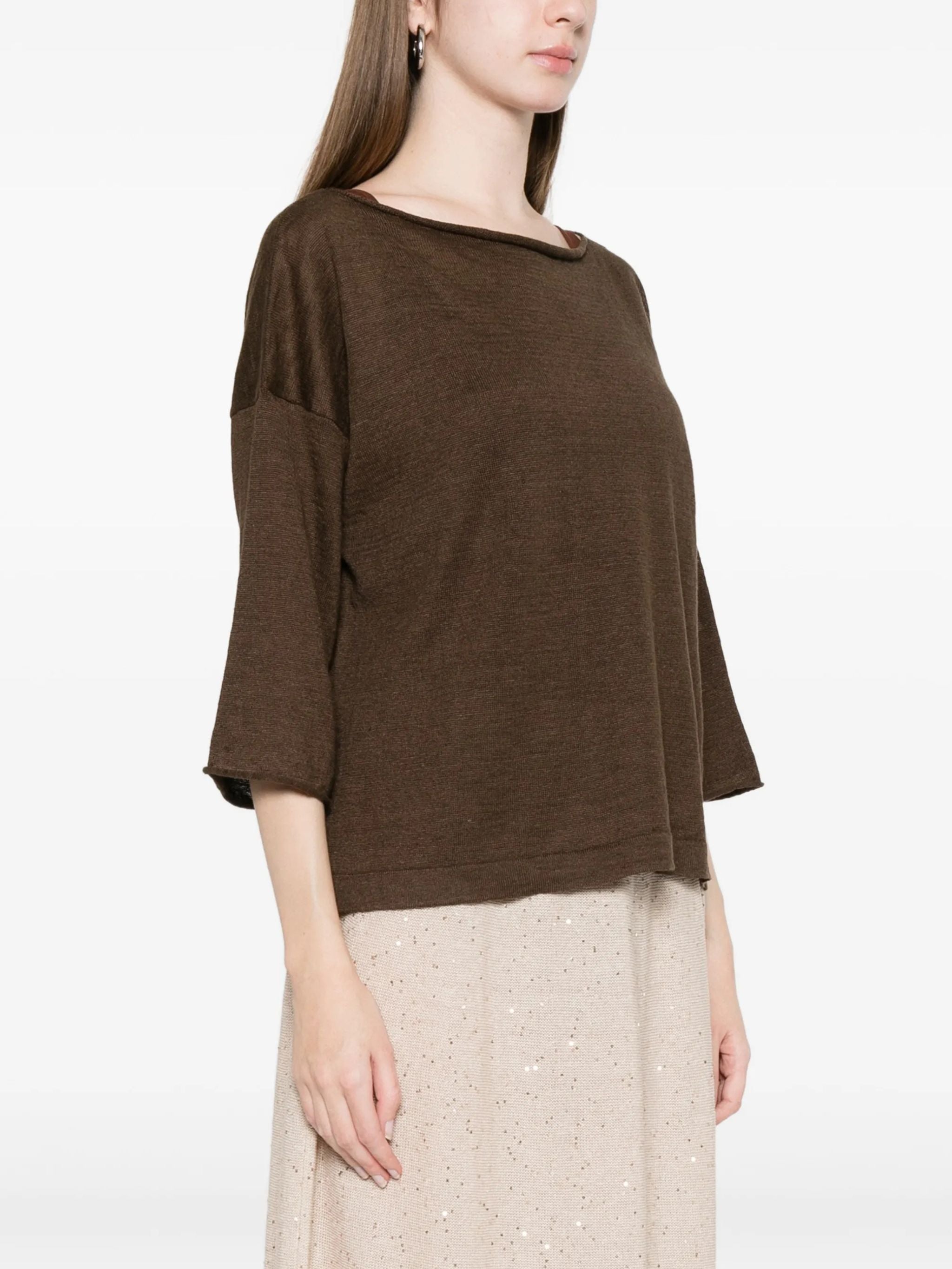 Maglione con scollo a barca color moro