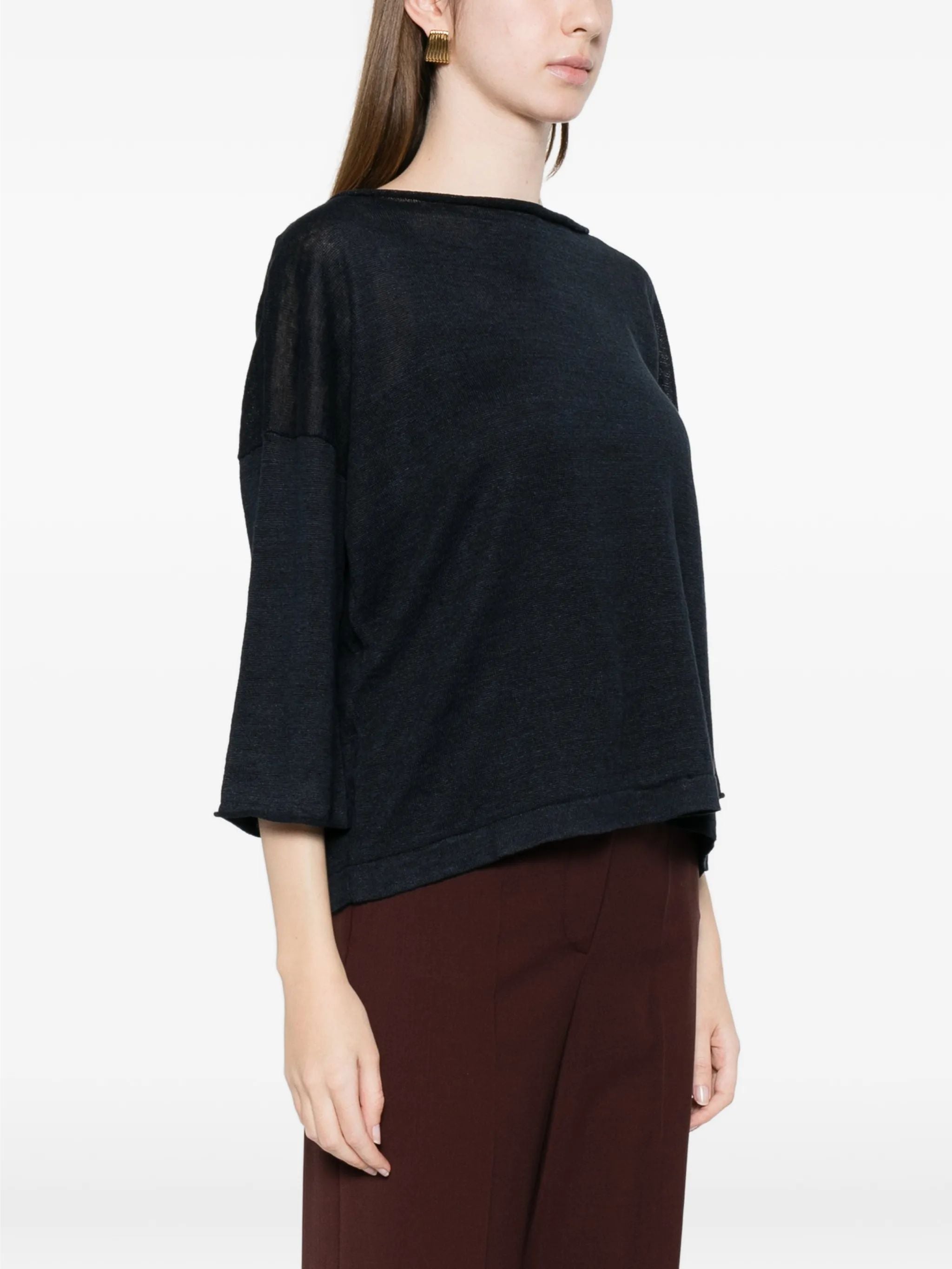 Maglione con scollo a barca navy