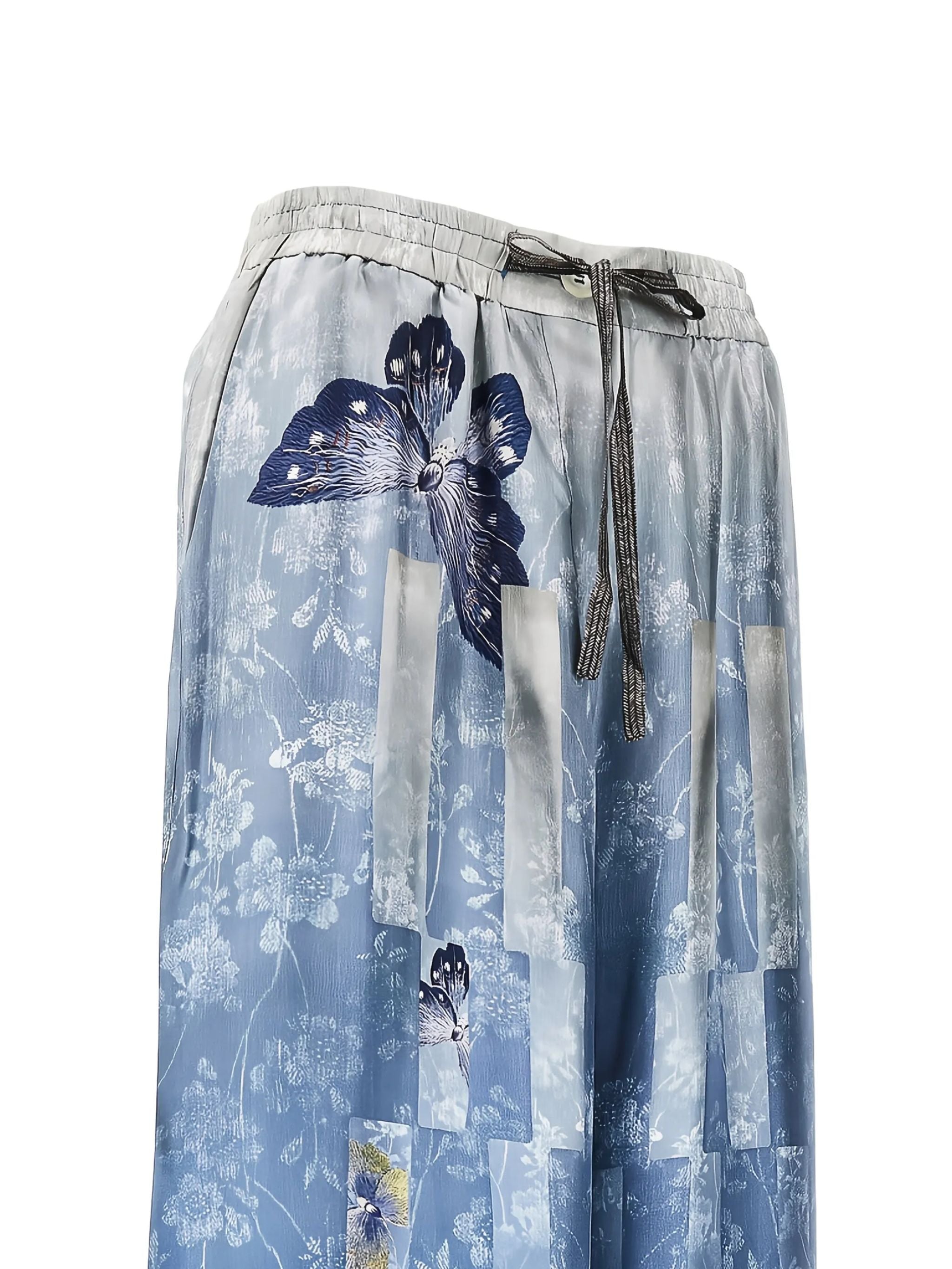Pantalone palazzo con coulisse e stampa butterfly
