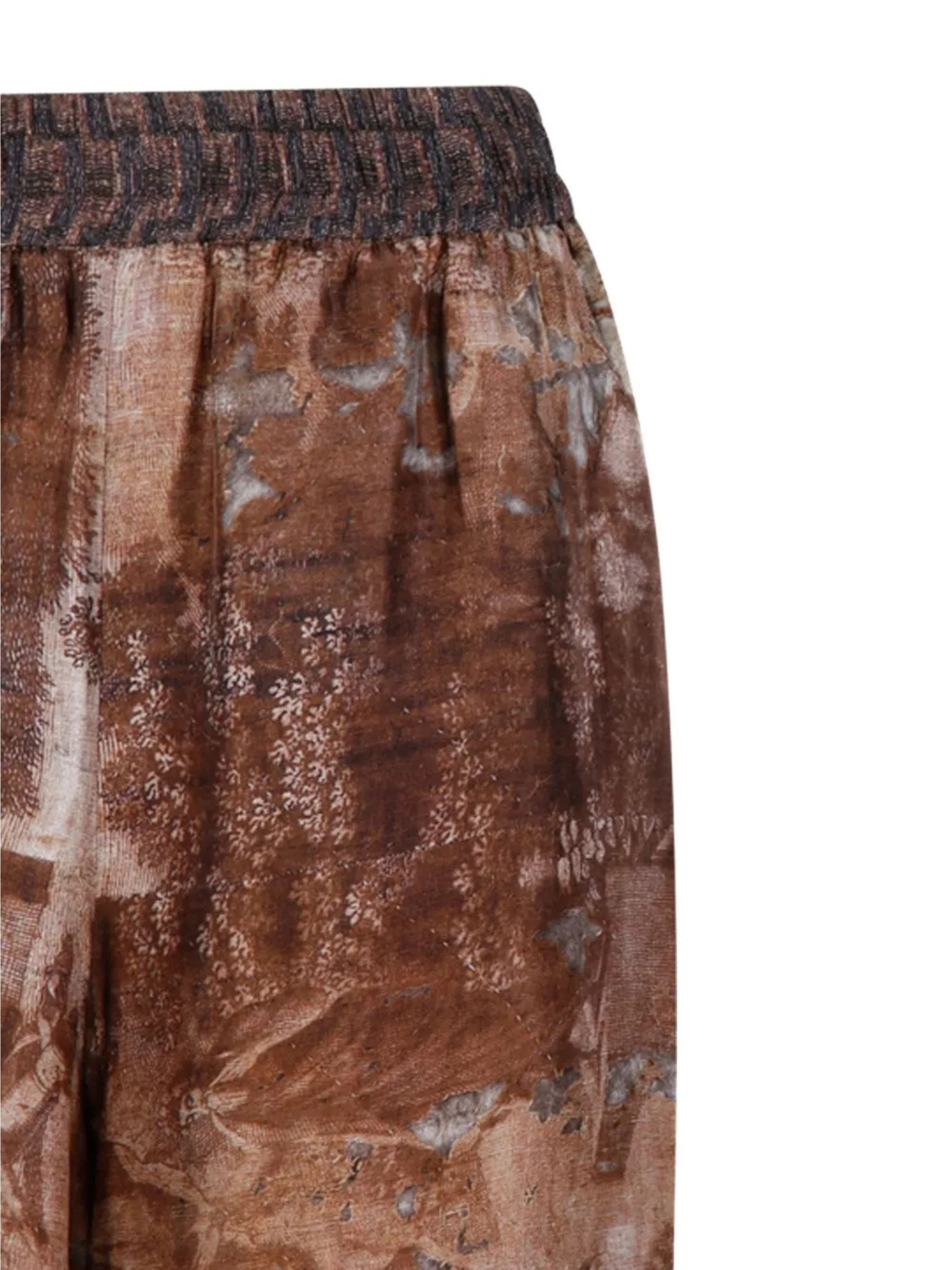 Pantaloni Aloe in seta con stampa