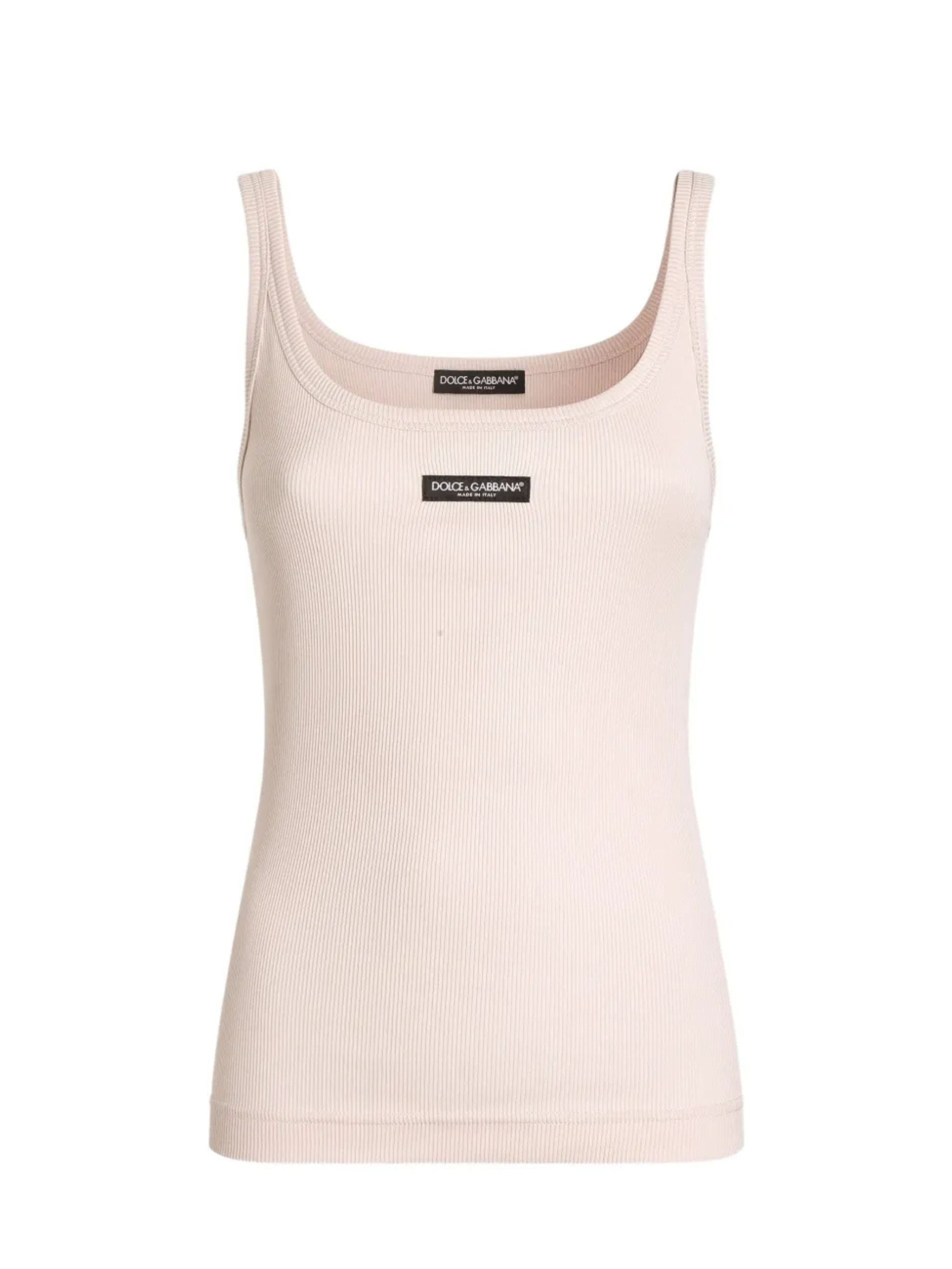 Canotta a costine con logo D&G