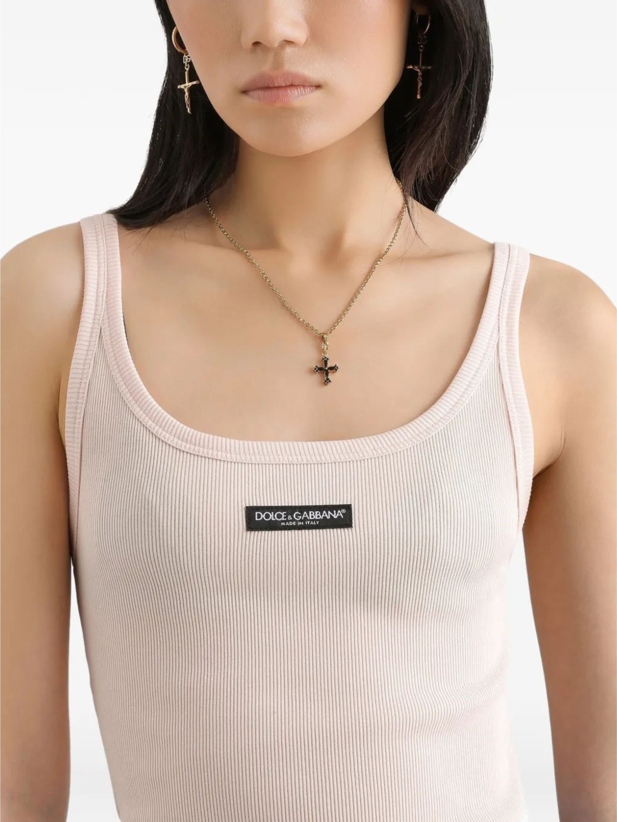 Canotta a costine con logo D&G