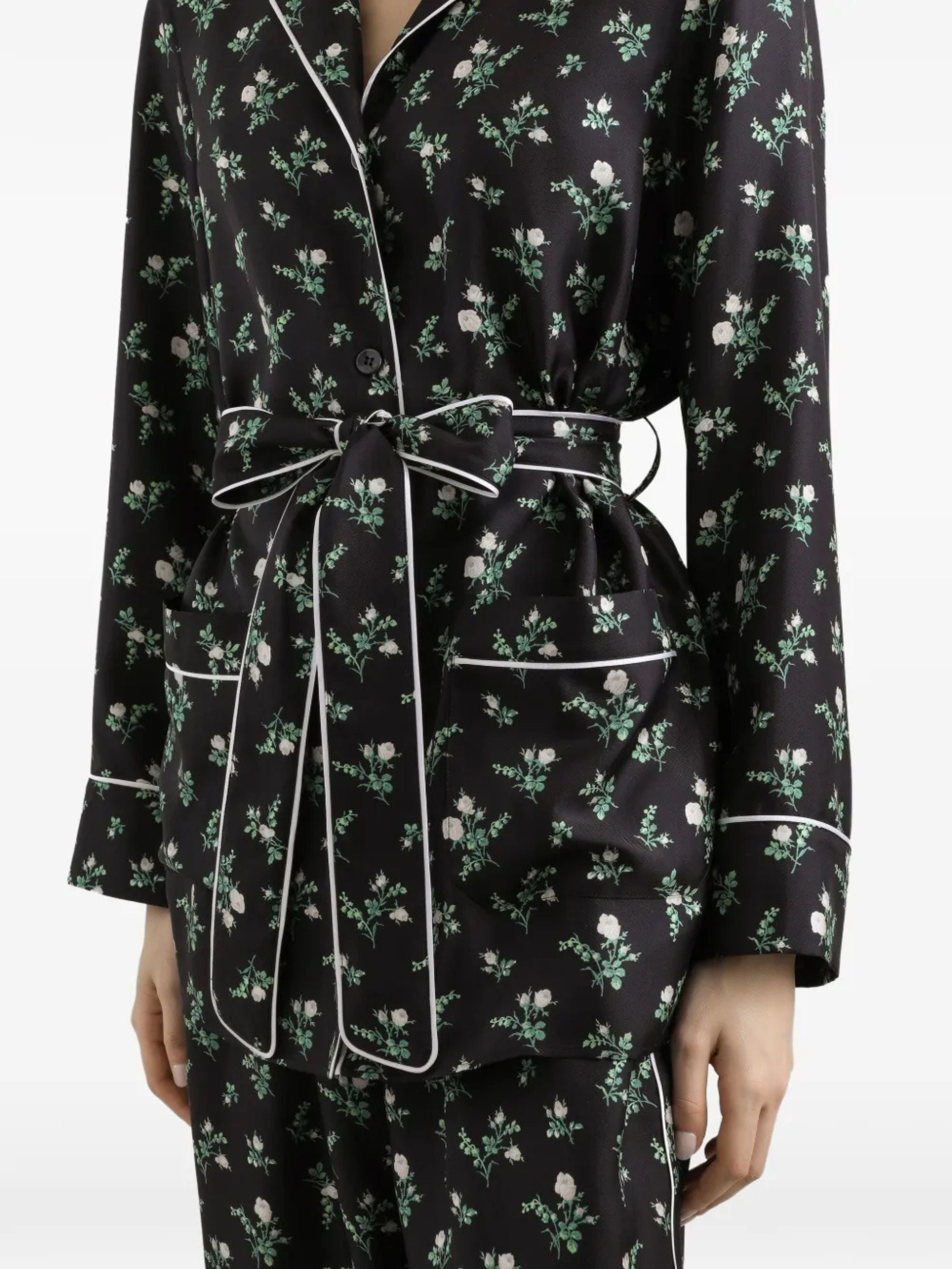 Camicia in twill stampa roselline e mughetti