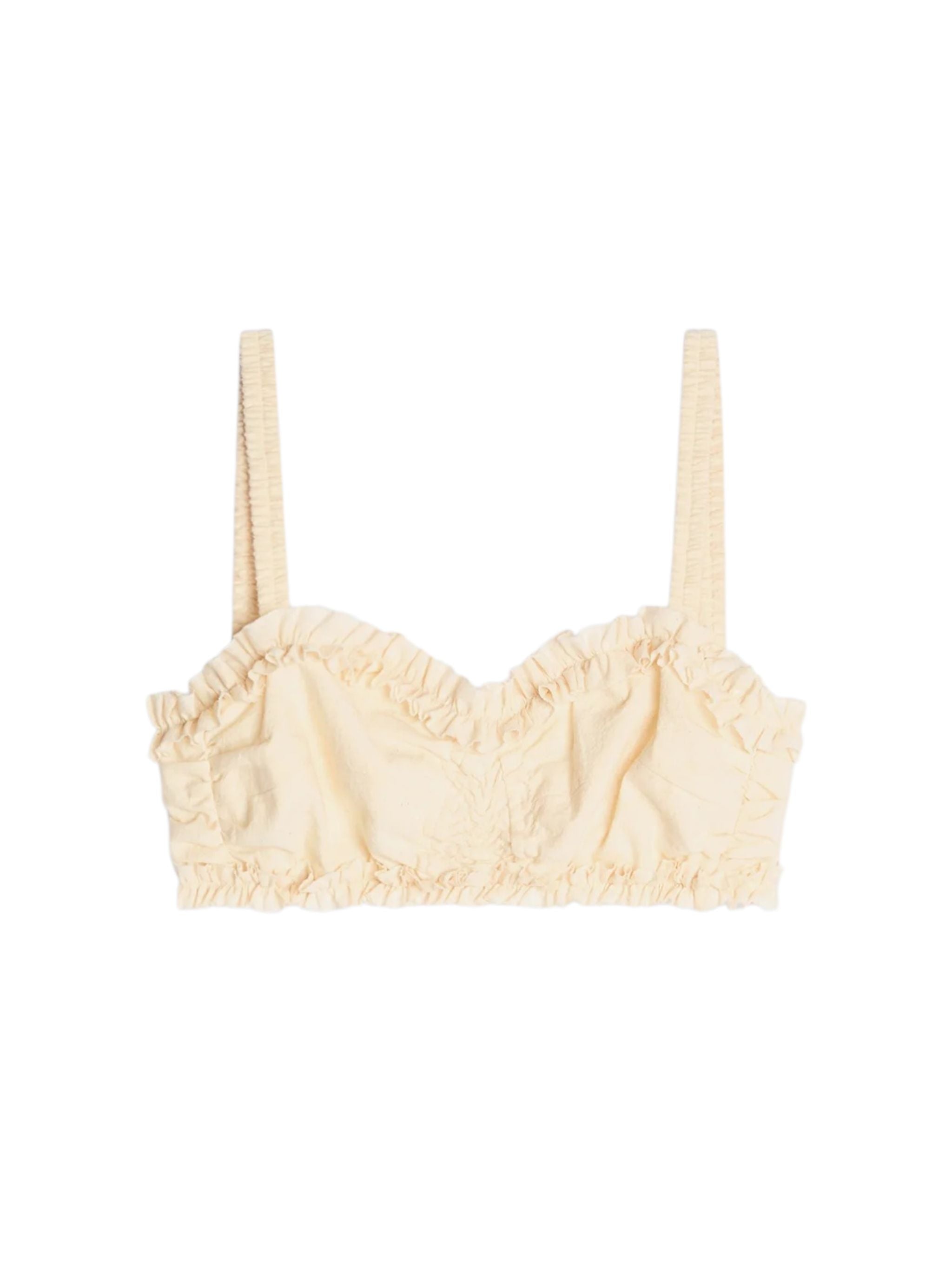 Top a reggiseno in cotone con ruches