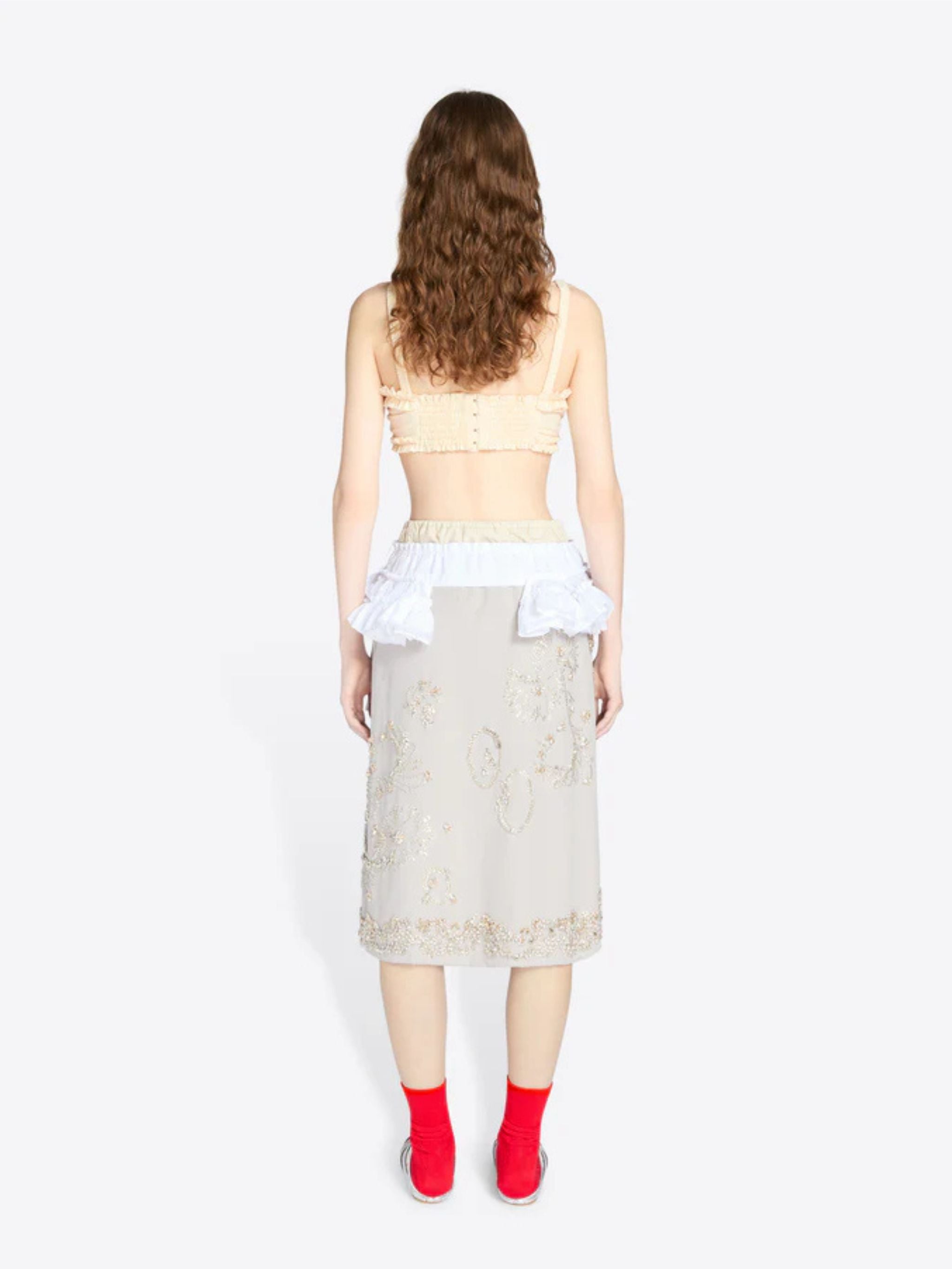 Top a reggiseno in cotone con ruches